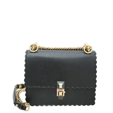 Fendi: Black Small Scalloped 'Kan I' Bag 